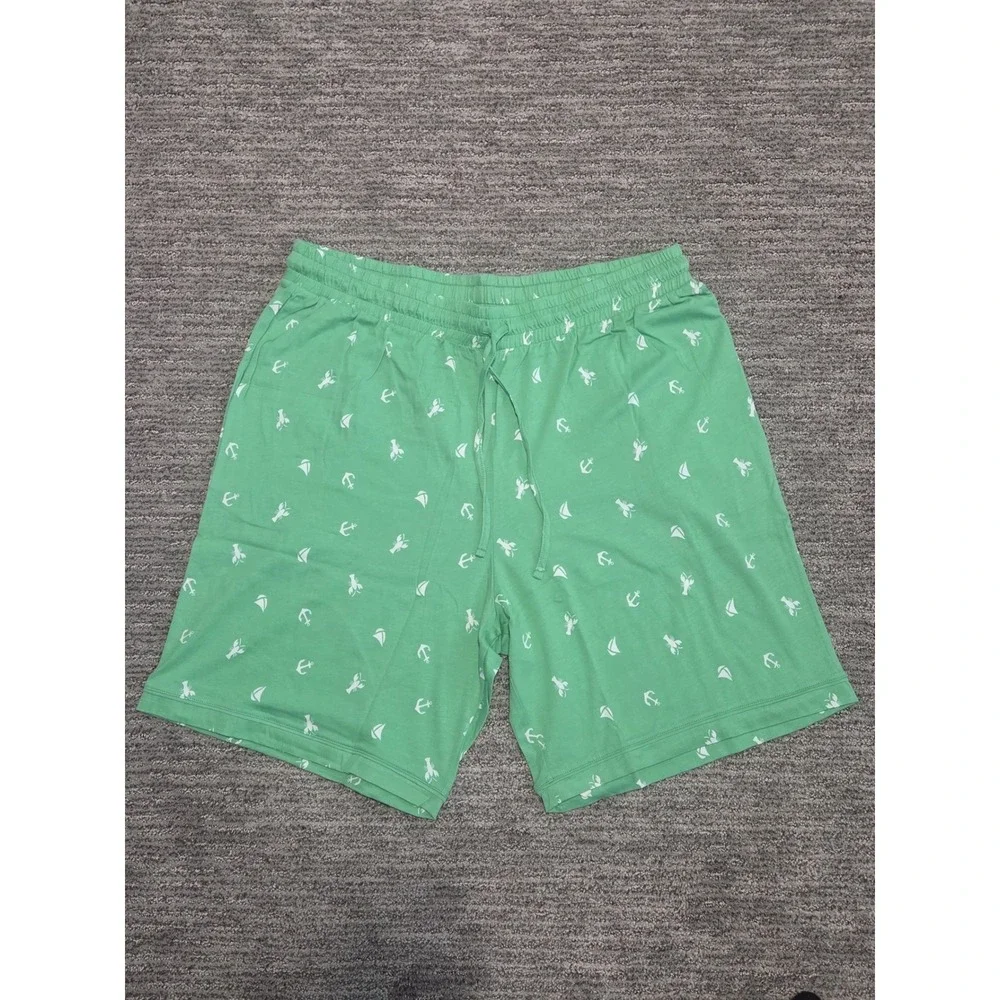 Cosabella Mens Road Trip Lounge Set Green Nautical Anchor Lobster Print Large